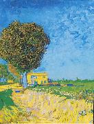 Vincent Van Gogh Avenue at Arles with houses oil on canvas